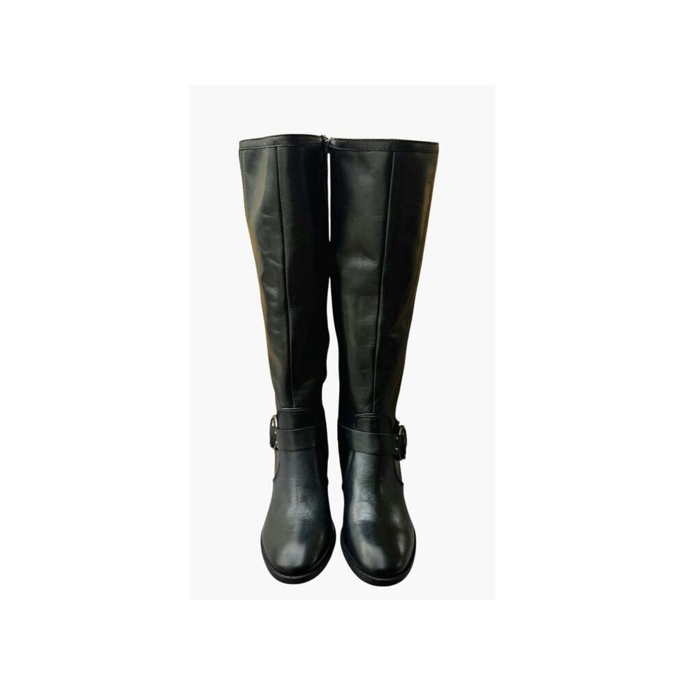 Marc Fisher Black Leather Suede Knee High Riding Boots Size 6M NWT
